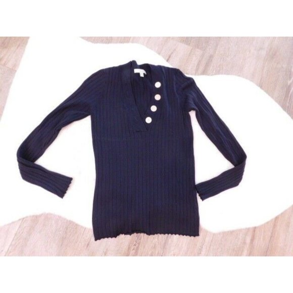 Joie Tops - JOIE Navy Blue V-neck SWEATER 4 buttons Ribbed size SMALL